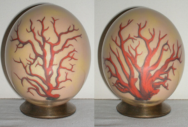 Coral red on beige (1+2) C14